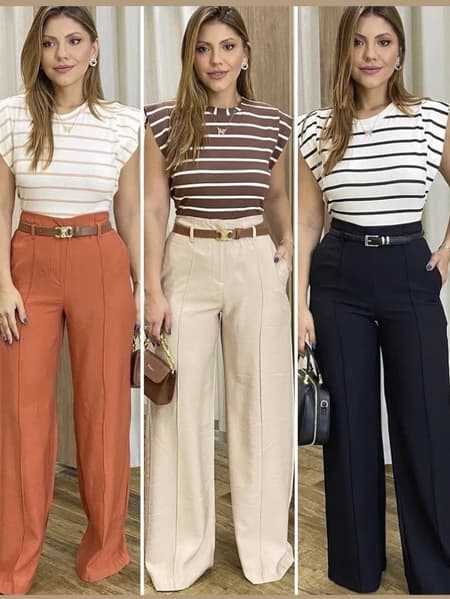 Calça Pantalona Feminina Alfaiataria Anastácia com Bolso